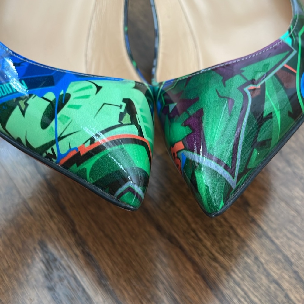 Christian Louboutin Pigalle Follies 100mm Patent Metrograf Pumps in Taiga Green - Picture 8 of 14